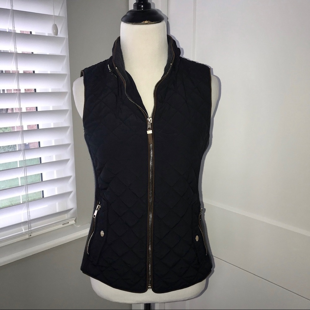 Zara Women Blue/Gold Quilted Vest S
